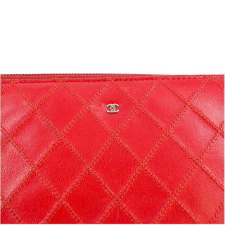 CHANEL | Red Quilted Leather Zip Passport Wallet