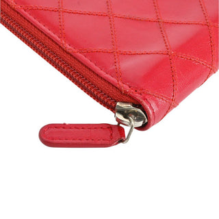 CHANEL | Red Quilted Leather Zip Passport Wallet