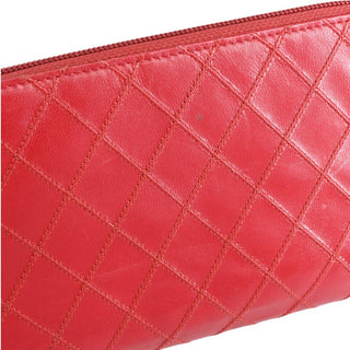 CHANEL | Red Quilted Leather Zip Passport Wallet