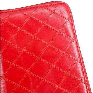 CHANEL | Red Quilted Leather Zip Passport Wallet