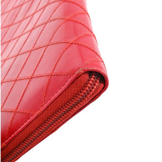 CHANEL | Red Quilted Leather Zip Passport Wallet