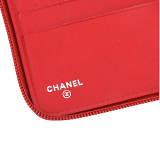 CHANEL | Red Quilted Leather Zip Passport Wallet