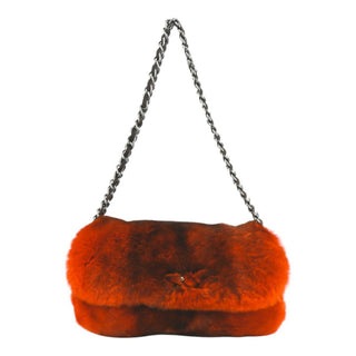 CHANEL | Orange Fur Triple Chain Shoulder Bag