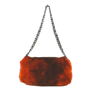 CHANEL | Orange Fur Triple Chain Shoulder Bag