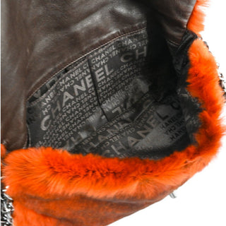 CHANEL | Orange Fur Triple Chain Shoulder Bag