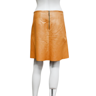 BRUNELLO CUCINELLI | Tan Leather Flared Mini Skirt