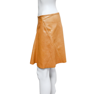 BRUNELLO CUCINELLI | Tan Leather Flared Mini Skirt