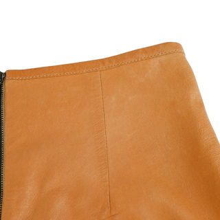 BRUNELLO CUCINELLI | Tan Leather Flared Mini Skirt