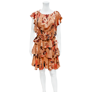 ULLA JOHNSON | Floral Ruffle Tiered Mini Dress