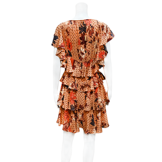 ULLA JOHNSON | Floral Ruffle Tiered Mini Dress