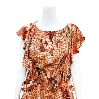 ULLA JOHNSON | Floral Ruffle Tiered Mini Dress