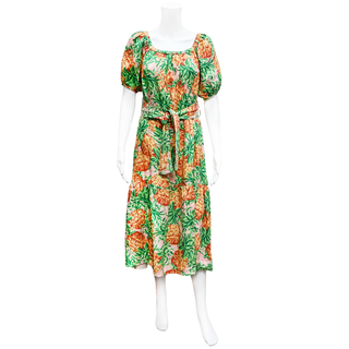 FARM RIO | Tropical Floral Belted Midi Dress