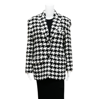 Houndstooth Plaid Blazer Coat