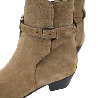 YSL | Taupe Suede Ankle Booties