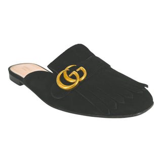 GUCCI | GG Marmont Suede Fringe Loafer Mules