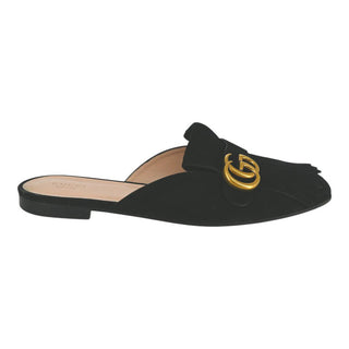 GUCCI | GG Marmont Suede Fringe Loafer Mules