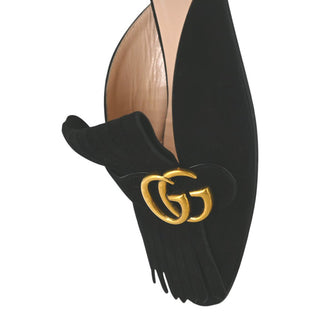 GUCCI | GG Marmont Suede Fringe Loafer Mules