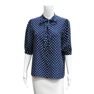 CELINE | Blue Polka-Dot Silk Blouse