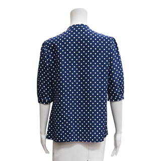 CELINE | Blue Polka-Dot Silk Blouse