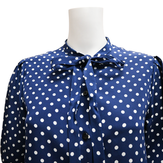 CELINE | Blue Polka-Dot Silk Blouse