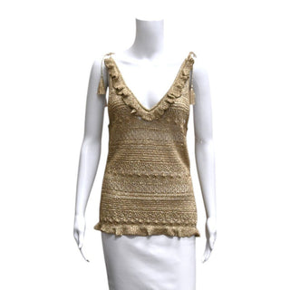 ULLA JOHNSON | Noley Metallic Crochet-Knit Tank Top