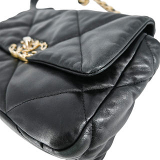 Black Quilted CC 19 Flap Handbag