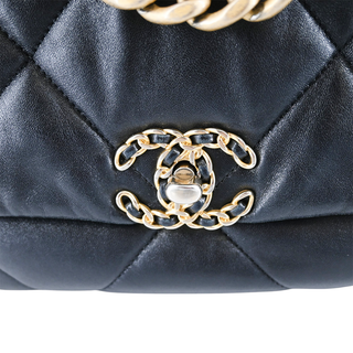 Black Quilted CC 19 Flap Handbag