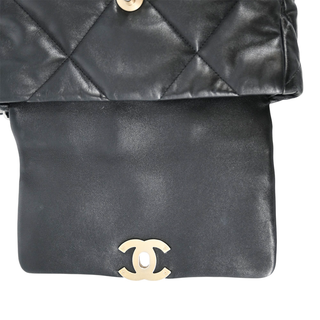 Black Quilted CC 19 Flap Handbag