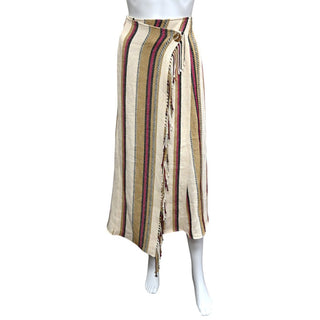 ULLA JOHNSON | Abriana Striped Linen Maxi Wrap Skirt