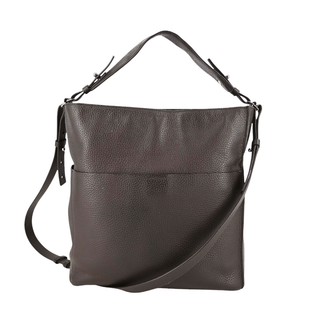 ALL SAINTS | Mast Dark Brown Pebbled Leather Shoulder Bag