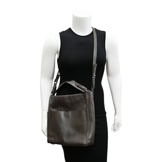 ALL SAINTS | Mast Dark Brown Pebbled Leather Shoulder Bag