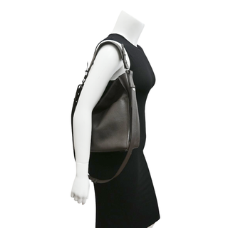 ALL SAINTS | Mast Dark Brown Pebbled Leather Shoulder Bag