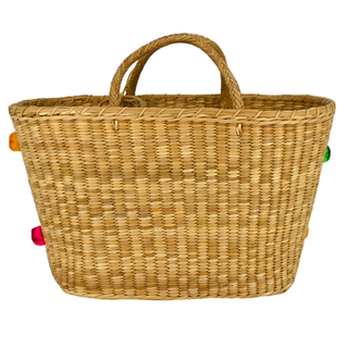 NANNACAY | Rainbow Pompom Straw Tote Bag