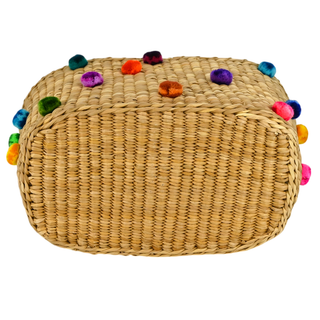 NANNACAY | Rainbow Pompom Straw Tote Bag