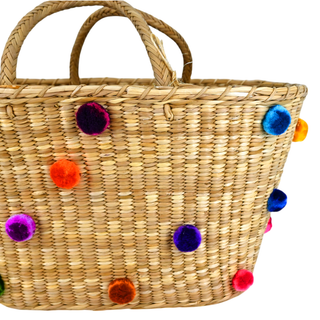 NANNACAY | Rainbow Pompom Straw Tote Bag