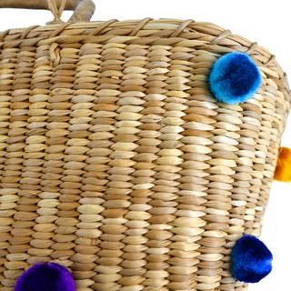 NANNACAY | Rainbow Pompom Straw Tote Bag