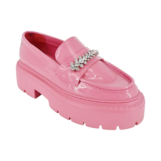 JIMMY CHOO | Bryer Candy Pink Patent Embellished Loafers