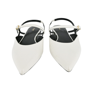 CELINE | White Croc-Embossed Strappy Flats