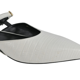 CELINE | White Croc-Embossed Strappy Flats