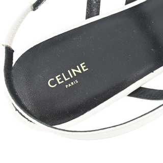 CELINE | White Croc-Embossed Strappy Flats