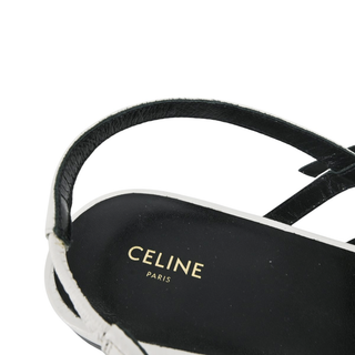 CELINE | White Croc-Embossed Strappy Flats