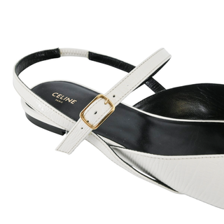 CELINE | White Croc-Embossed Strappy Flats