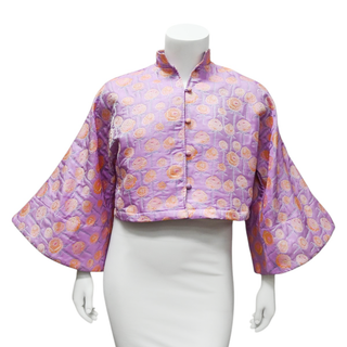 LA VIE STYLE HOUSE | Lilac Floral Brocade Cropped Jacket