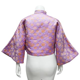 LA VIE STYLE HOUSE | Lilac Floral Brocade Cropped Jacket