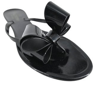 VALENTINO GARAVANI | Black Bow Jelly Thong Sandals