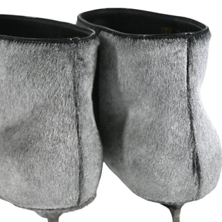 VALENTINO GARAVANI | Metallic Fur Kitten Heeled Booties