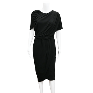 Faux Wrap Belted Sheath Dress