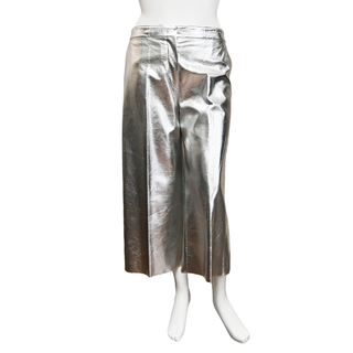 MSGM | Metallic Silver Vegan Leather Pants