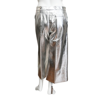 MSGM | Metallic Silver Vegan Leather Pants