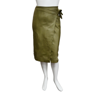 Olive Green Vegan Leather Wrap Skirt